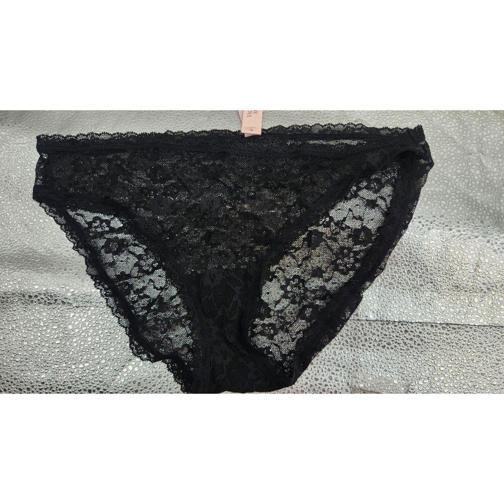 Victoria's Secret Women's Large Black Lace Bikini Panty NWT